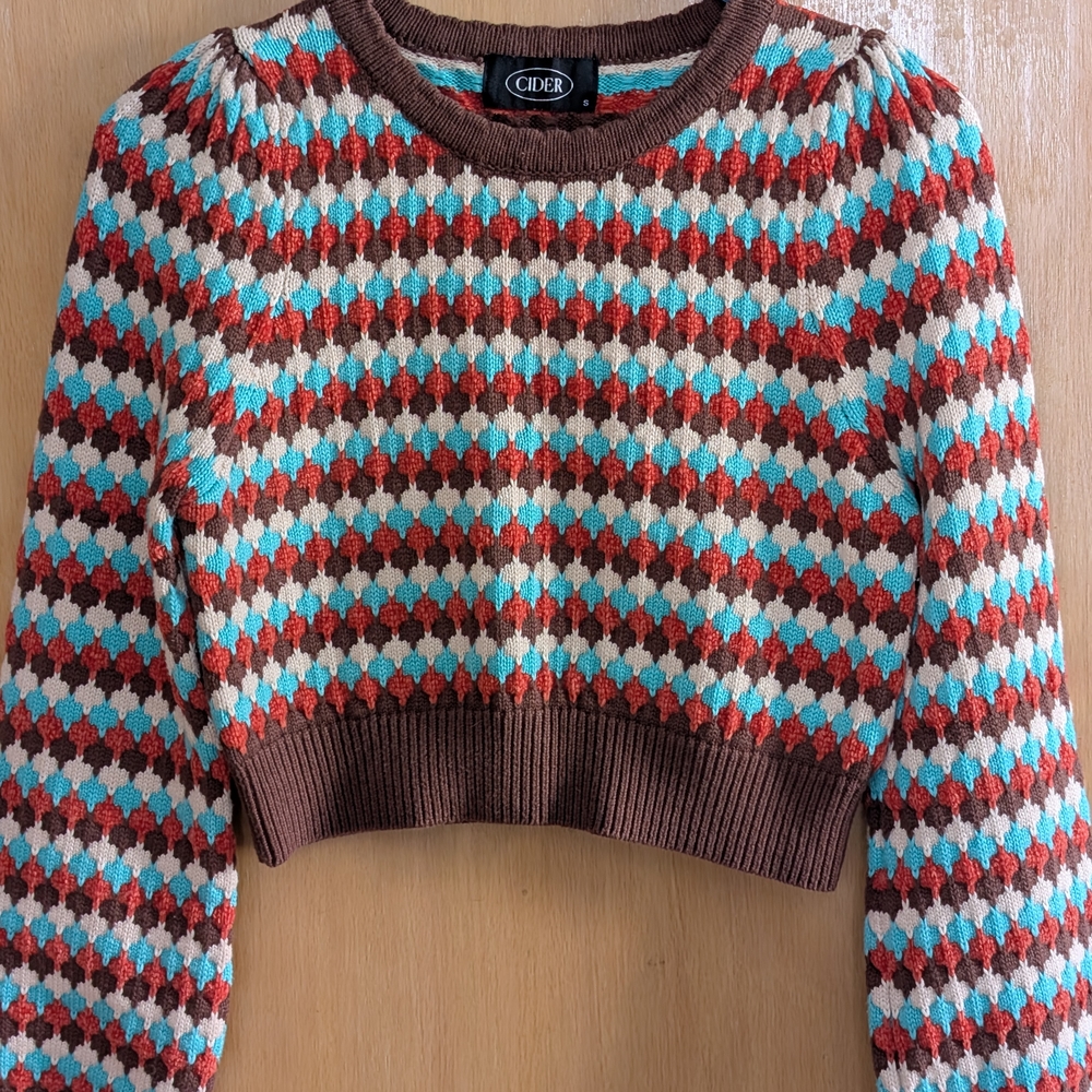 Cider Retro Knit Cropped Sweater